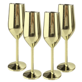 Jagged Ridge Wine Rooms Stainless Steel Champagne Flutes (Handwash Only) - Classy Steel Champagne Glass for Parties, Picnics & Special Occasions - Crafted for All Wine Enthusiasts - Set of 4 (Gold) - Jagged Ridge Wine Rooms - Jagged Ridge Wine Rooms