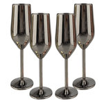 Jagged Ridge Wine Rooms Stainless Steel Champagne Flutes (Handwash Only) - Classy Steel Champagne Glass for Parties, Picnics & Special Occasions - Crafted for All Wine Enthusiasts - Set of 4 (Black) - Jagged Ridge Wine Rooms - Jagged Ridge Wine Rooms