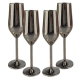 Jagged Ridge Wine Rooms Stainless Steel Champagne Flutes (Handwash Only) - Classy Steel Champagne Glass for Parties, Picnics & Special Occasions - Crafted for All Wine Enthusiasts - Set of 4 (Black) - Jagged Ridge Wine Rooms - Jagged Ridge Wine Rooms
