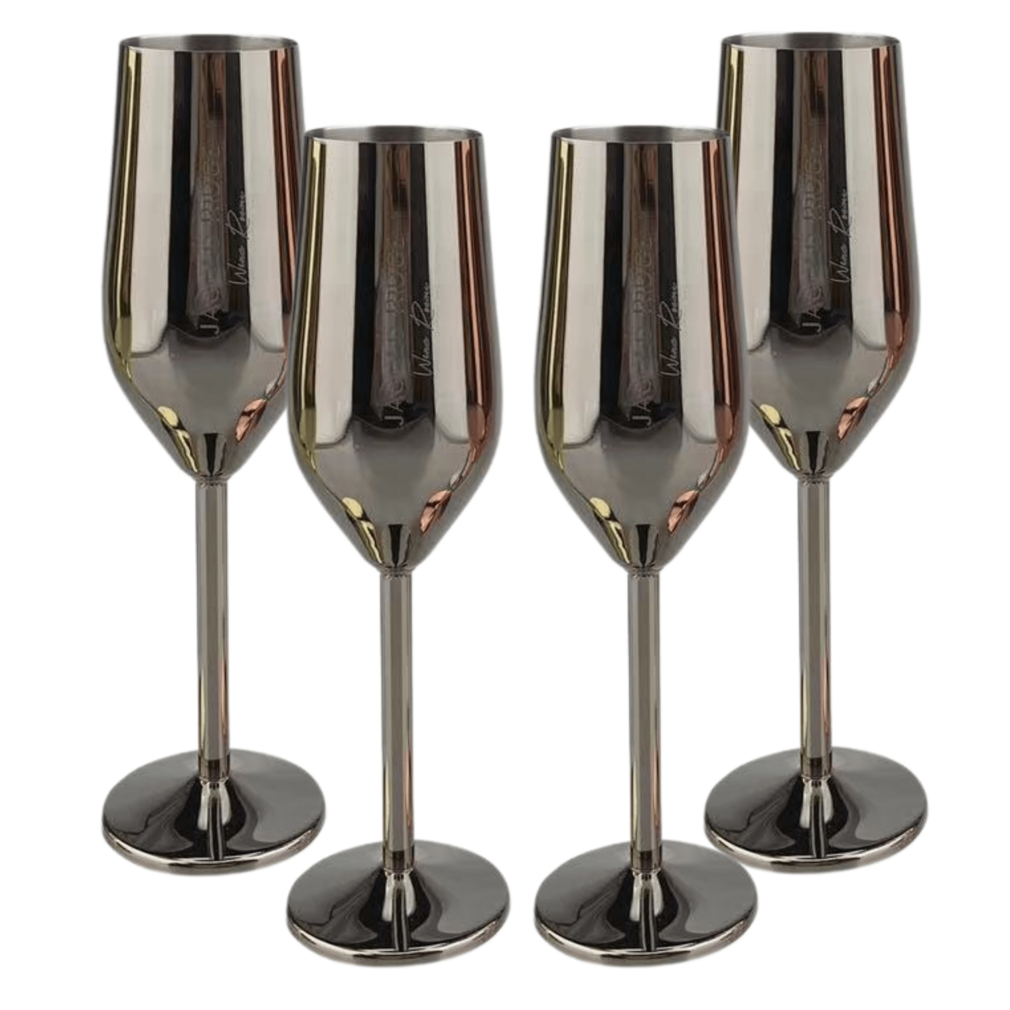 Jagged Ridge Wine Rooms Stainless Steel Champagne Flutes (Handwash Only) - Classy Steel Champagne Glass for Parties, Picnics & Special Occasions - Crafted for All Wine Enthusiasts - Set of 4 (Black) - Jagged Ridge Wine Rooms - Jagged Ridge Wine Rooms