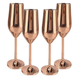 Jagged Ridge Wine Rooms Stainless Steel Champagne Flutes (Handwash Only) - Steel Champagne Glass for Parties, Picnics & Special Occasions - Crafted for All Wine Enthusiasts - Set of 4 (Rose Gold) - Jagged Ridge Wine Rooms - Jagged Ridge Wine Rooms