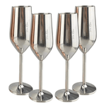 Jagged Ridge Wine Rooms Stainless Steel Champagne Flutes (Handwash Only) - Classy Steel Champagne Glass for Parties, Picnics & Special Occasions - Crafted for All Wine Enthusiasts - Set of 4 (Silver) - Jagged Ridge Wine Rooms - Jagged Ridge Wine Rooms