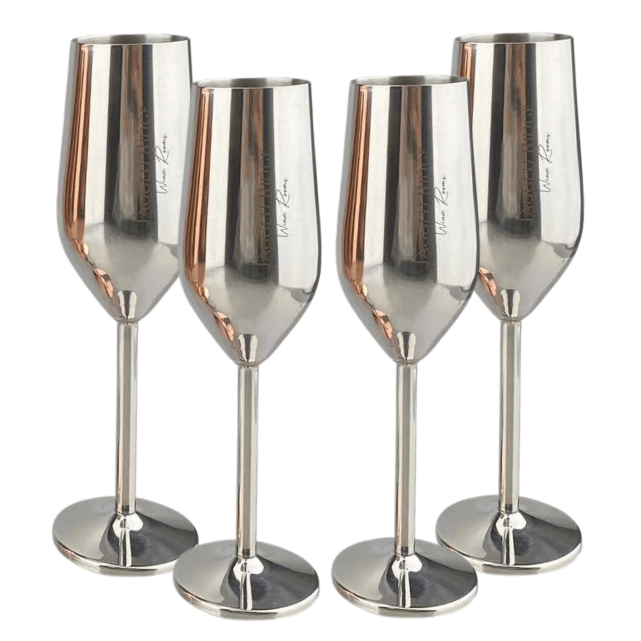 Jagged Ridge Wine Rooms Stainless Steel Champagne Flutes (Handwash Only) - Classy Steel Champagne Glass for Parties, Picnics & Special Occasions - Crafted for All Wine Enthusiasts - Set of 4 (Silver) - Jagged Ridge Wine Rooms - Jagged Ridge Wine Rooms