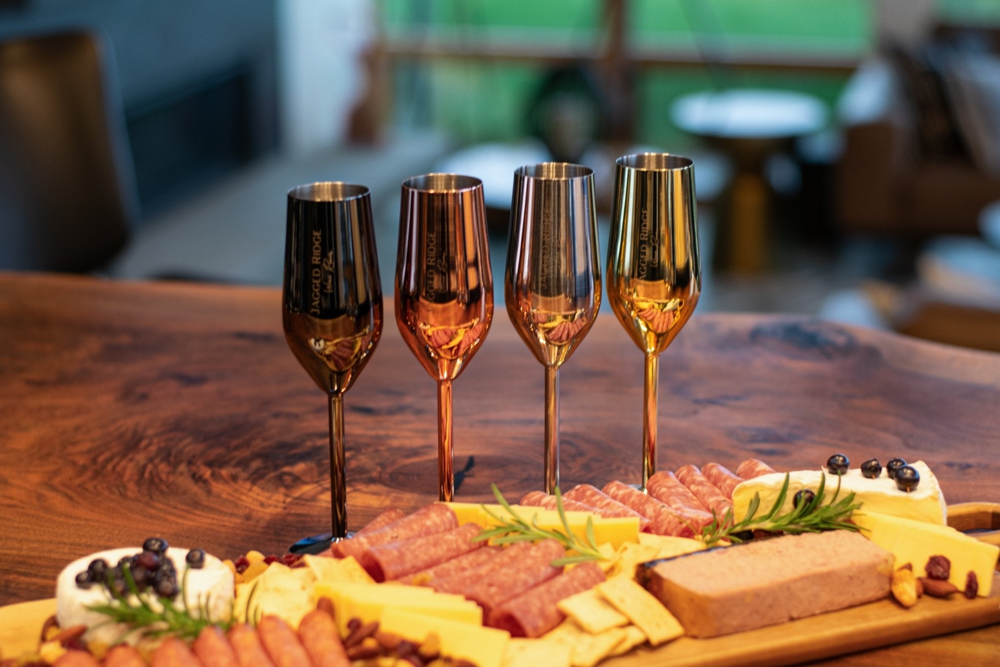 Jagged Ridge Wine Rooms Stainless Steel Champagne Flutes (Handwash Only) - Classy Steel Champagne Glass for Parties, Picnics & Special Occasions - Crafted for All Wine Enthusiasts - Set of 4 (Black) - Jagged Ridge Wine Rooms - Jagged Ridge Wine Rooms