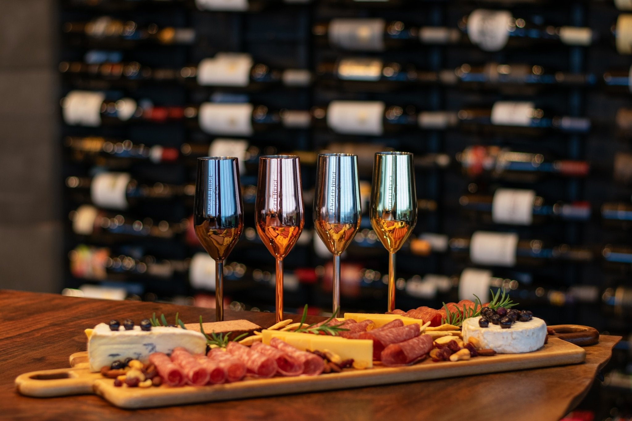 Jagged Ridge Wine Rooms Stainless Steel Champagne Flutes (Handwash Only) - Classy Steel Champagne Glass for Parties, Picnics & Special Occasions - Crafted for All Wine Enthusiasts - Set of 4 (Black) - Jagged Ridge Wine Rooms - Jagged Ridge Wine Rooms