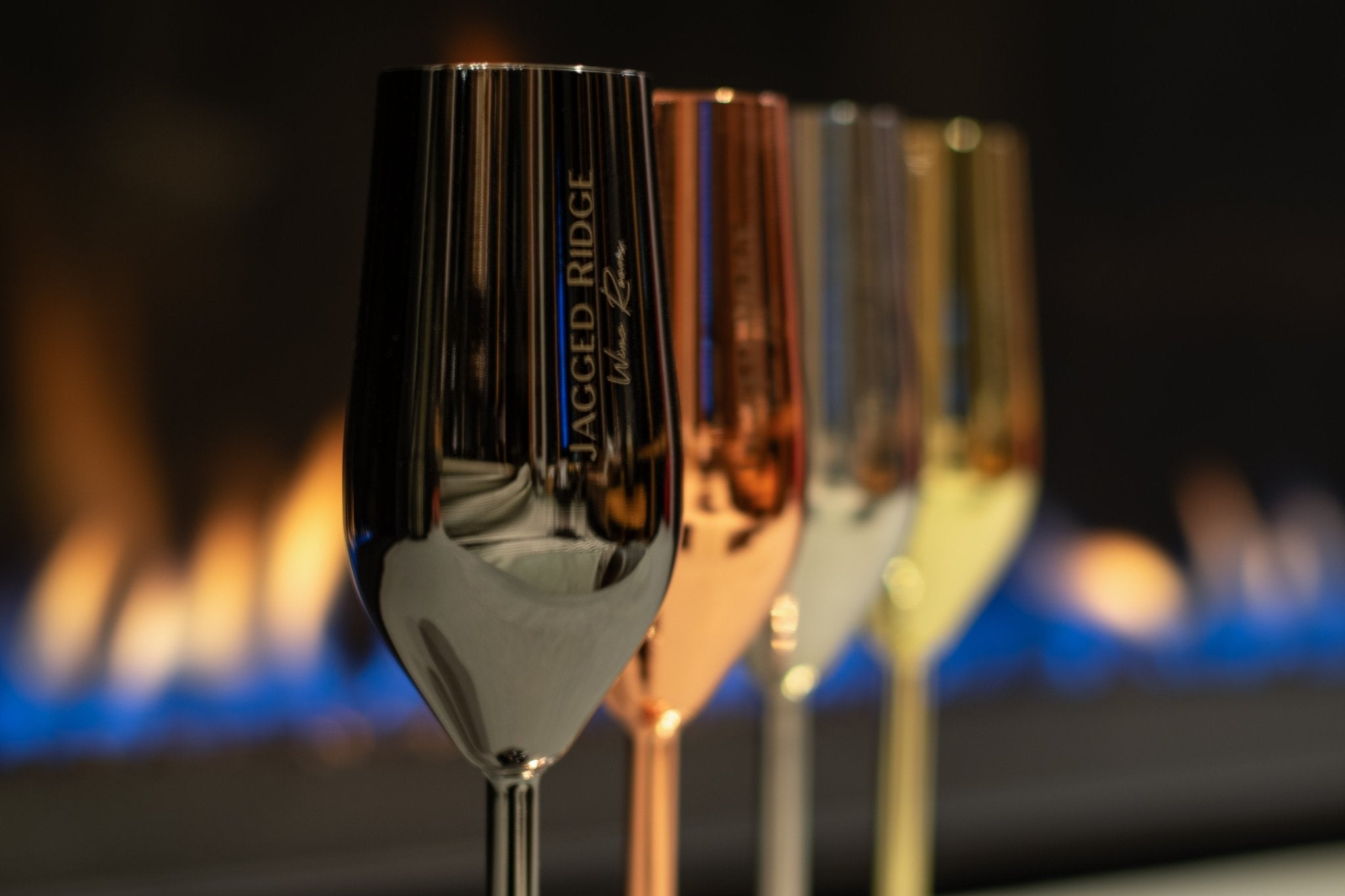 Jagged Ridge Wine Rooms Stainless Steel Champagne Flutes (Handwash Only) - Classy Steel Champagne Glass for Parties, Picnics & Special Occasions - Crafted for All Wine Enthusiasts - Set of 4 (Black) - Jagged Ridge Wine Rooms - Jagged Ridge Wine Rooms